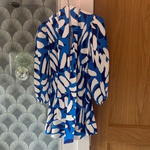 Milly Blue and White Abstract Dress